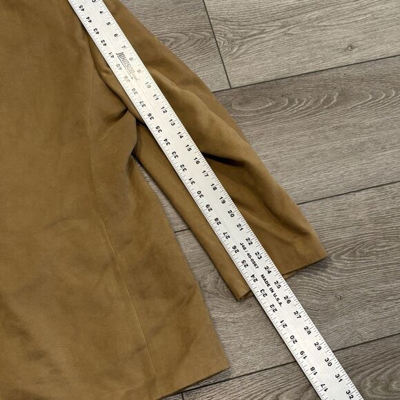 Chaps Ralph Lauren Mens Blazer Tan Faux Suede 2 Button Jacket Sport Coat 46R - Picture 4 of 6